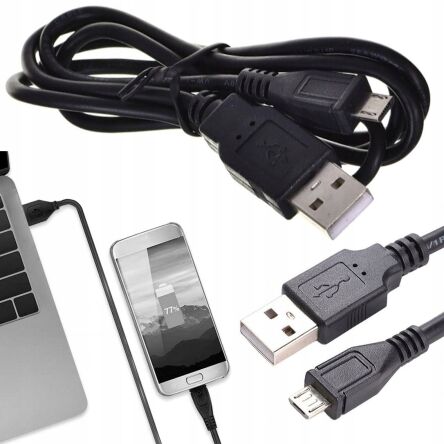 KABEL USB-MICRO USB TYP B ŁADOWANIE CZARNY PRZEWÓD DO ŁADOWANIA 0,8 m V2