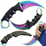 KARAMBIT NÓŻ TAKTYCZNY ZAKRZYWIONY SCYZORYK KOLOROWY TĘCZOWY PAZUR OSTRY V2